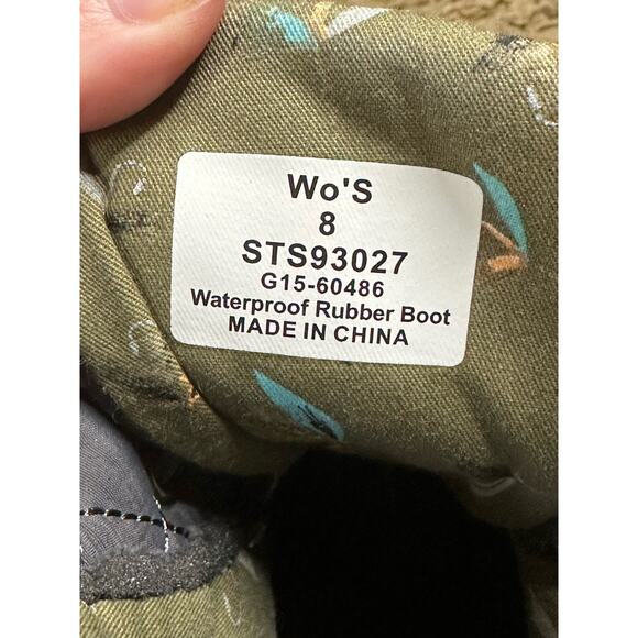 Women’s Sperry Top Sider Black/Grey Lace Up Duck Waterproof Rubber Boots Size 8 - Picture 7 of 7